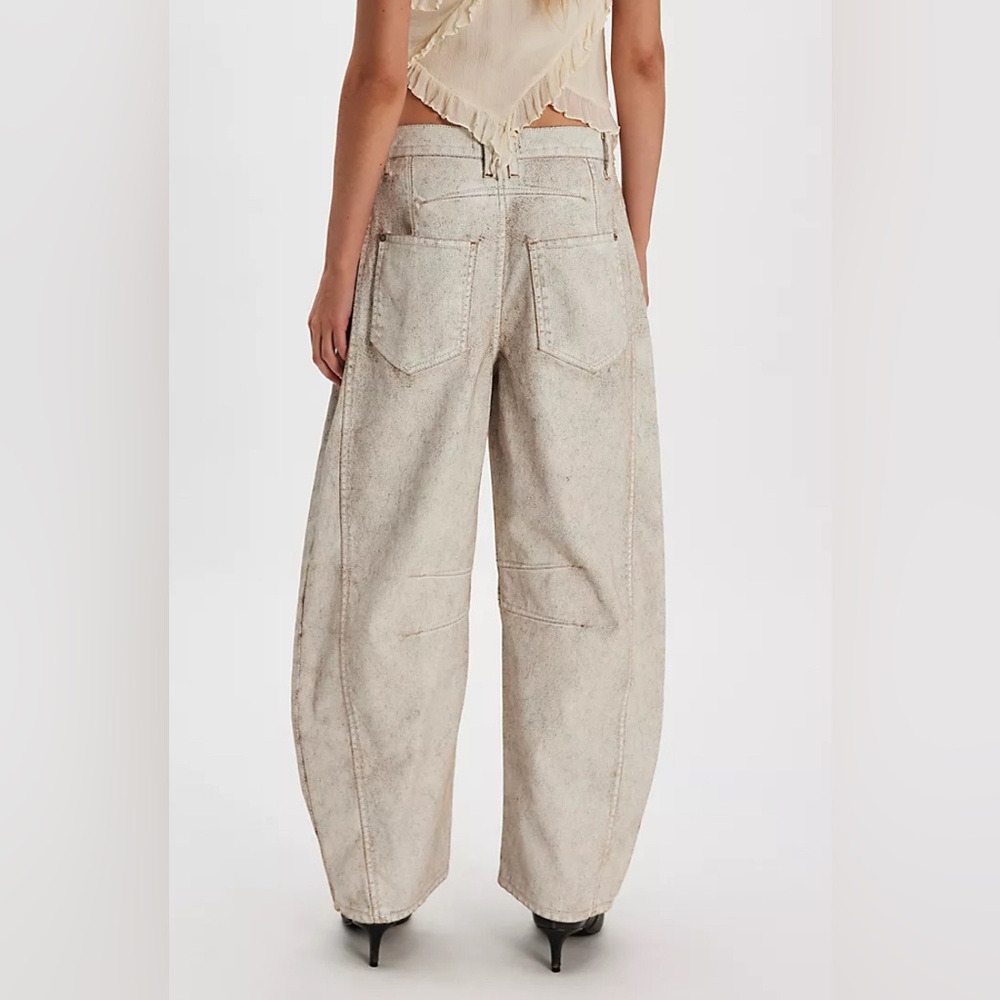 Free People We The Free Good Luck Coated Barrel Jeans - Picture 3 of 5
